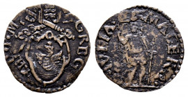 Gregorio XIII 1572-1585
Quattrino, Macerata, Mi 0.54 g.
Ref : MIR 1288/4
TTB