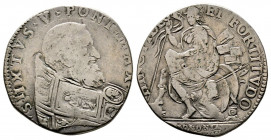 Sisto V 1585-1590
Piastra da 3 sisti o Testone, Bologna, AG 8.62 g.
Ref : MIR 1354/1 (R)
TB+