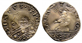 Sisto V 1585-1590
Baiocco, Montalto, 1589, Mi 1.07 g.
Ref : MIR 1379 (R2)
TTB. Contromarca