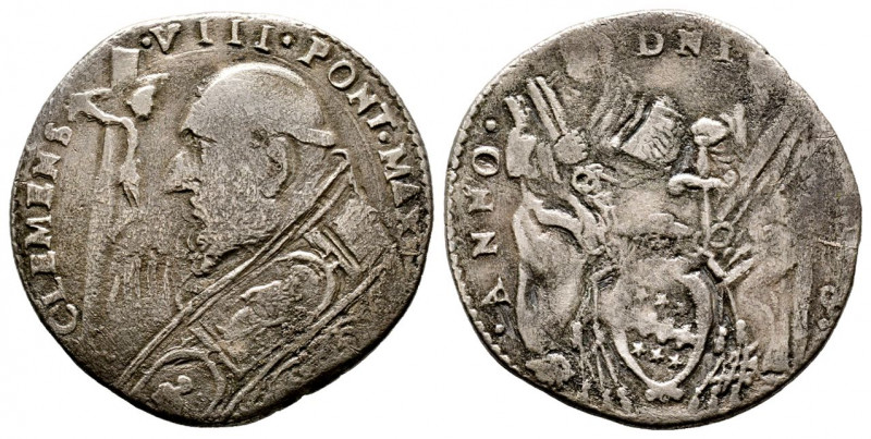 Clemente VIII 1592-1605
Testone, 1598, Ferrara, AG 8.77 g.
Ref : MIR 1512 (R)
TB...