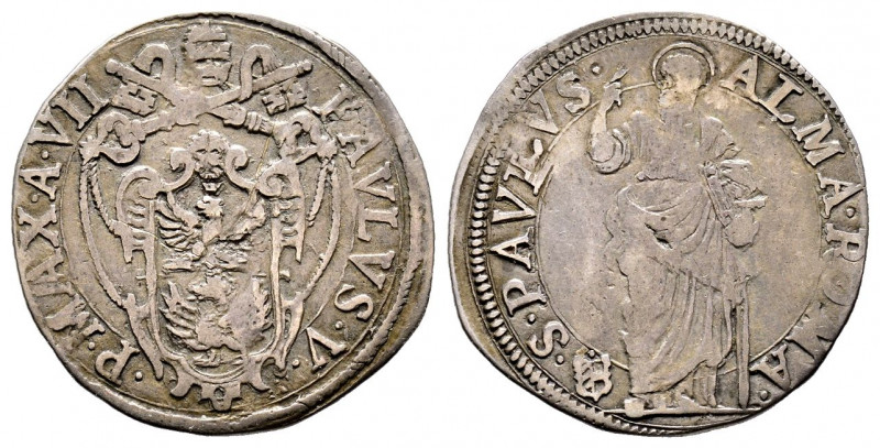 Paolo V 1605-1621
Giulio, AN VII, Roma, AG 3 g.
Ref : MIR 1546/3 (R), Munt 93b, ...