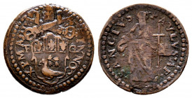 Innocenzo X 1644-1655
Quattrino, Gubbio, AN II, Cu 2.95 g.
Ref : MIR 1835/2, Munt 125, Berm 1869, CNI 46/48
TTB
