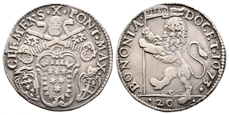 Clemente X 1670-1676
Lira da 20 Bolognini, 1673, Bologna, AG 6.26 g.
Ref : MIR...