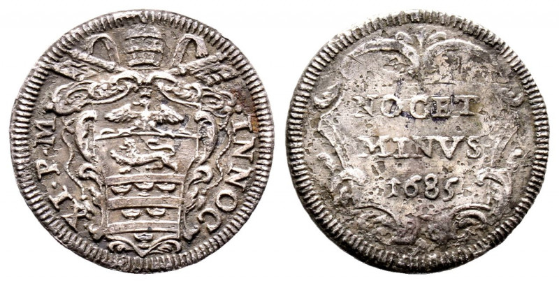 Innocenzo XI 1676-1689
Grosso, Roma, 1685, AG 1.34 g.
Ref : MIR 2037/1, Munt 1...
