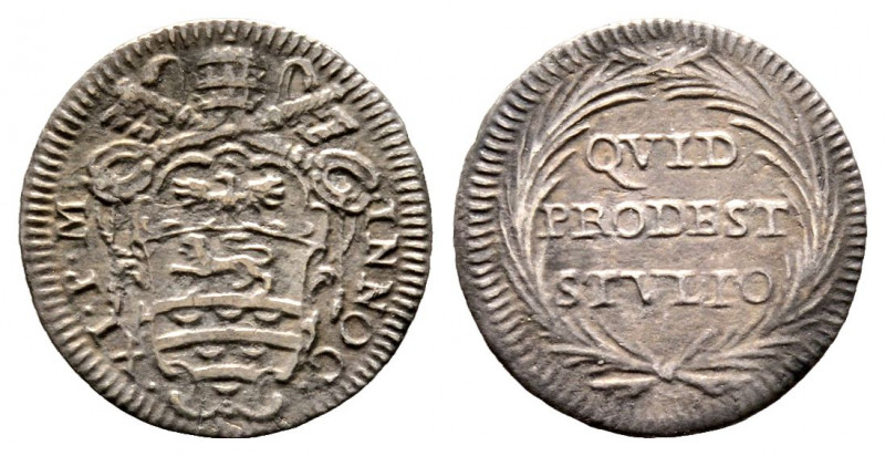 Innocenzo XI 1676-1689
Mezzo Grosso, ND, Roma, AG 0.73 g.
Ref : MIR 2040/4, Munt...