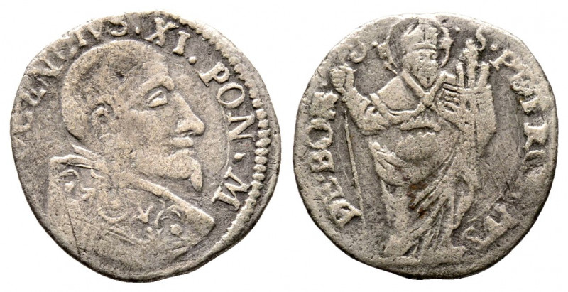 Innocenzo XI 1676-1689
Muraiola da 2 Bolognini, Bologna, AG 1.39 g.
Ref : MIR 20...