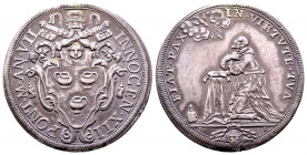 Innocenzo XII 1691-1700
Mezza Piastra, AN VII, Roma, AG 15.91 g.
Ref : MIR 2138/3 (R)
Manipulation sur la tranche sinon Superbe. Trou rebouché