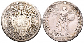 Innocenzo XII 1691-1700
Testone, AN VII, Roma, AG 8.75 g.
Ref : MIR 2149/1 (R)
presque TTB. Trouée