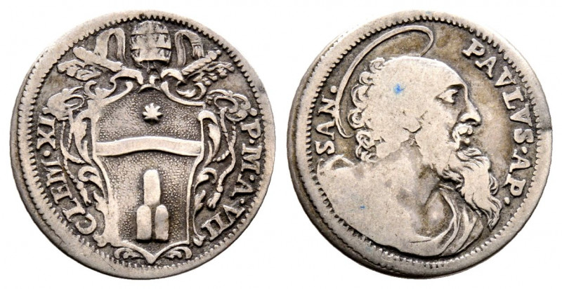Clemente XI 1700-1721
Grosso, AN VII, Roma, AG 1.22 g.
Ref : MIR 2309/1 (R), Mun...