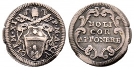 Clemente XI 1700-1721
Grosso, AN XIV, Roma, AG 1.29 g.
Ref : MIR 2312/2 (R2), Munt 136, Berm 2427, CNI 190
TTB-SUP. Rare