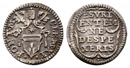 Clemente XI 1700-1721
Mezzo Grosso, Roma, AG 0.62 g.
Ref : MIR 2325/2 (R2)
TTB-SUP