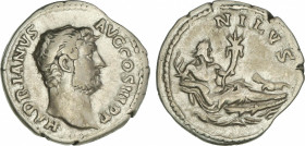 Denario. Acuñada el 134-138 d.C. ADRIANO. Anv.: HADRIANVS AVG. COS. III. P. P. Busto descubierto a derecha. Rev.: NILVS. Nilo reclinado a derecha, por...