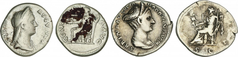 Lote 2 monedas Denario. Acuñadas el 137 d.C. SABINA. AR. A EXAMINAR. C-24, 64. M...