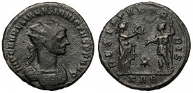 Aurelian (270-275 AD) Antoninian, Serdica - ex. Philippe Gysen Extremely rare obverse legend with the much diserable INVICTVS (invincible) title. The ...