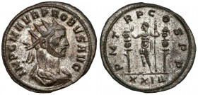 Probus (276-282 AD) Antoninian, Rome Obverse: IMP C M AVR PROBVS AVG Radiate, cuirassed and draped bust right.
 Reverse: P M TR P COS P P / XXIΔ Empe...