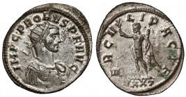 Probus (276-282 AD) Antoninian, Ticinum Obverse: IMP•C•PROBVS•P•F•AVG Radiate and cuirassed bust right.
 Reverse: ERCVLI PACIF / VXXT Hercules standi...