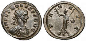 Probus (276-282 AD) Antoninian, Siscia Obverse: IMP C PROBVS P F AVG Radiate, cuirassed bust right.
 Reverse: PAX AVG / V / XXI Pax standing left, ho...