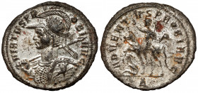 Probus (276-282 AD) Antoninian, Cyzicus Obverse: VIRTVS PROBI AVG
 Radiate, cuirassed and helmeted bust left, holding spear and shield.
 Reverse: AD...