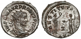 Probus (276-282 AD) Antoninian, Antioch Obverse: IMP C M AVR PROBVS P F AVG Radiate, draped and cuirassed bust right.
 Reverse: RESTITVT ORBIS&nbsp;/...