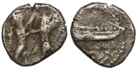 Greece, Phoenicia, Sidon (~365-352 BC) 1/16 shekel Obverse: Galley left. Reverse: Persian king fighting with lion. Silver, diameter 8,5 x 9,5 mm, weig...