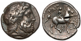Greece, Macedon, Philip II (357-336 BC) AR Tetradrachm, Amphipolis Obverse:&nbsp;Head of Zeus right, wearing laurel wreath. Reverse: ΦIΛIΠ-ΠOY, Nude y...