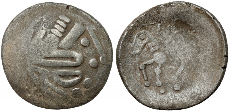 Eastern Celts, AR Tetradrachm (IInd century BC) - Sattelkopfpferd type Obverse: ...