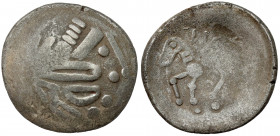 Eastern Celts, AR Tetradrachm (IInd century BC) - Sattelkopfpferd type Obverse: Stylized head of Zeus right. Revers: Stylized rider on horseback left....