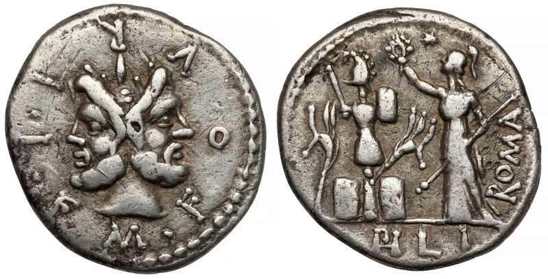Roman Republic, M. Furius L.f. Philus. (119 BC) AR Denarius Obverse:&nbsp;M• FOV...