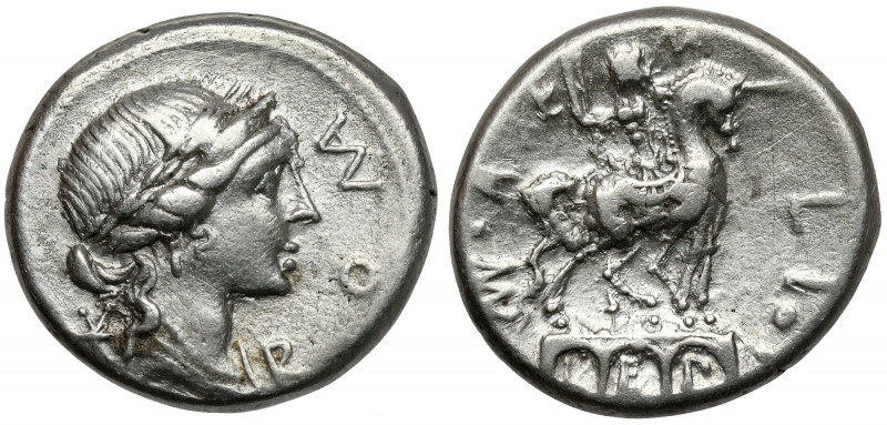Roman Republic, Mn. Aemilius M.f. Lepidus (114-113 BC) AR Denarius Obverse: ROMA...