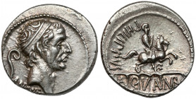 Roman Republic, L. Marcius Philippus (56 p.n.e.) AR Denarius Obverse: ANCVS Head of Ancus Marcius to right, wearing diadem; lituus behind. Revers: PHI...