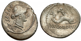 Roman Republic, Mn. Cordius Rufus (46 BC) AR Denarius Obverse: RVFVS•S•C• Diademed head of Venus right. Reverse: MN•CORDIVS Cupid riding dolphin right...