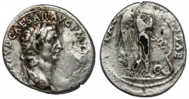Claudius (41-54 AD) AR Denarius SUBAERAT Obverse: TI CLAVD CAESAR AVG P M TR P X IMP P P Laureate head right.
 Reverse: PACI AVGVSTAE Pax-Nemesis wal...