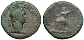 Domitian (81-96 AD) Sestertius, Rome Obverse: IMP CAES DOMIT AVG GERM COS XV CENS PER P P Head of Domitian, laureate, right Reverse: IOVI VICTORI / SC...