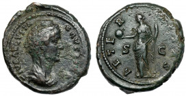 Diva Faustina I (138-141 AD) AE As Obverse: DIVA AVGVSTA FAVSTINA Veiled and draped bust right. Reverse: AETERNITAS / S - C Providentia standing left,...