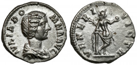 Julia Domna (193-217 AD) AR Denarius, Rome Obverse: IVLIA DOMNA AVG Draped bust right.
 Reverse: VENERI VICTR Venus standing right, leaning on column...