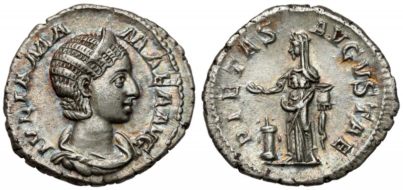 Iulia Mamaea (222-235 AD) AR Denarius, Rome Obverse: IVLIA MAMAEA AVG Diademed a...