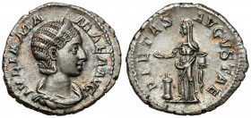 Iulia Mamaea (222-235 AD) AR Denarius, Rome Obverse: IVLIA MAMAEA AVG Diademed and draped bust right. Reverse: PIETAS AVGVSTAE Pietas standing left. S...