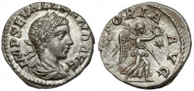 Alexander Sever (222-235 AD) AR Denarius, Antioch Obverse: IMP SEV ALEXAND AVG Laureate, draped and cuirassed bust right. Reverse: VICTORIA AVG Victor...