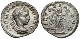 Alexander Sever (222-235 AD) AR Denarius, Rome Obverse: IMP C M AVR SEV ALEXAND AVG Laureate, cuirassed and draped bust right.&nbsp; Reverse: VICTORIA...