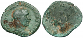 Philip I Arab (244-249 AD) AE Sestertius, Rome Obverse: IMP M IVL PHILIPPVS AVG Laureate, draped and cuirassed bust right
 Reverse: S - C, ANNONA AVG...