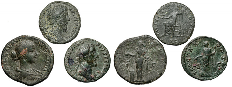 Antoninus Pius, Marek Aureliusz i Lucilla, Dupondius i Sesterc, zestaw (3szt) 
...