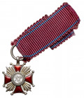 Miniaturka Krzyża Zasługi IIRP - w srebrze - sygnowana Wymiary: 19,25 x 15,92 mm.