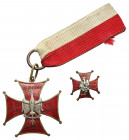 Krzyż Miejskiej Straży Obywatelskiej Lwowa ZA ZASŁUGI 1918 I.XI 1928 M.S.O + miniaturka Ustanowiony w 10 rocznicę walk w obronie Lwowa, dla uhonorowan...
