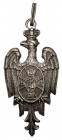 Odznaka, RARAŃCZA, HUSZT... nr 3908 Odznaka zatwierdzona w 1921 roku. Mosiądz srebrzony.&nbsp; Wymiary: 60 x 28,4 mm. Reference: Sawicki str. 653