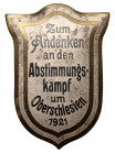 Odznaka upamiętniająca Plebiscyt na Górnym Śląsku 1921 (niemiecka) Wymiary: 34,6 x 24,8 mm.&nbsp;