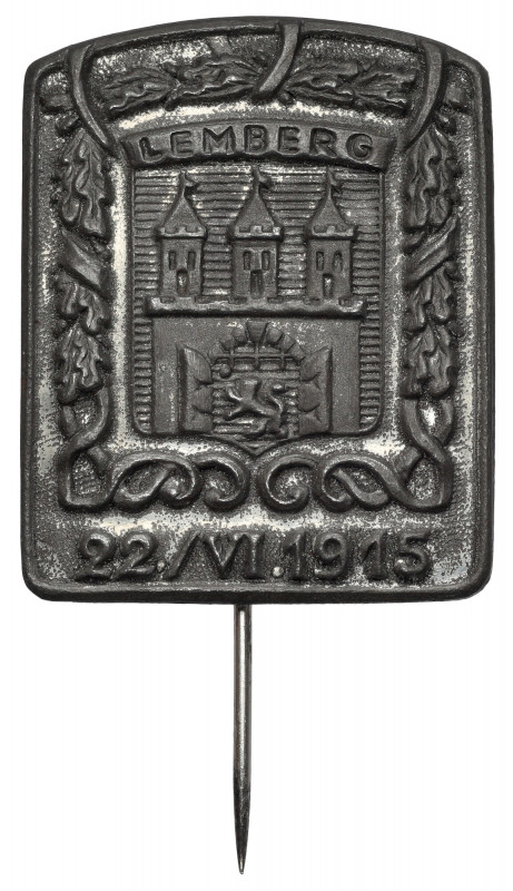 Przypinka, Lwów / Lemberg 22/VI.1915 Wymiary: 32,6 x 26,2 mm.&nbsp;