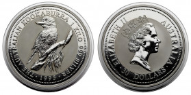 Australia, 20 dollars 1995 - Kookaburra - 1 kilo Ag Emisyjny stan zachowania.&nbsp; Duża, efektowana pozycja - 1.000 gram czystego srebra. 
Grade: UN...