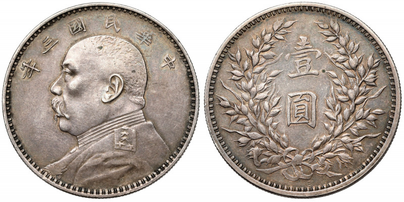 Republic of China, Shikai, Yuan / Dollar year 3 (1914) Silver, diameter 35,8 mm,...