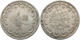 Turkey, Muhammad V, 20 Kurush AH 1327 (1909/10) 
Grade: XF- 

WORLD COINS - ASIA TURKEY, TURKEI