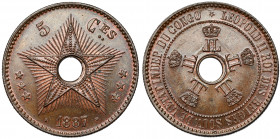 Kongo, Leopold II, 5 centimes 1887 
Grade: XF+ 

WORLD COINS - AFRICA KONGO